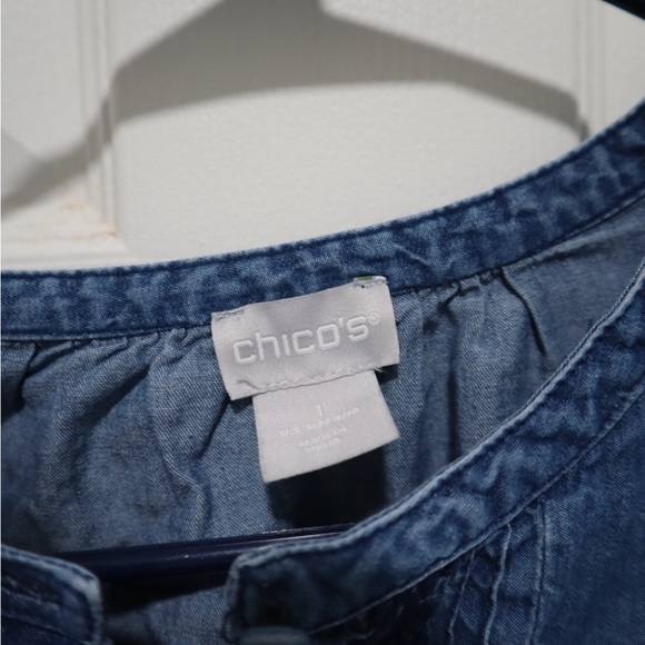 CHICOS denim embroidered blouse - Picture 4 of 4